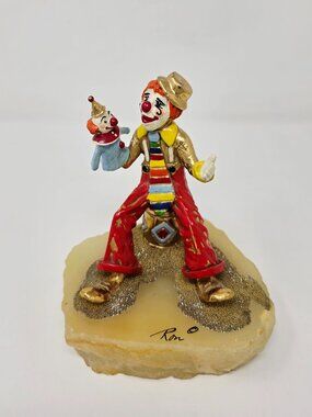 Ron Lee Vintage 1980 Clown With Puppet / Puppet Master Sitting On A Drum (HA005)